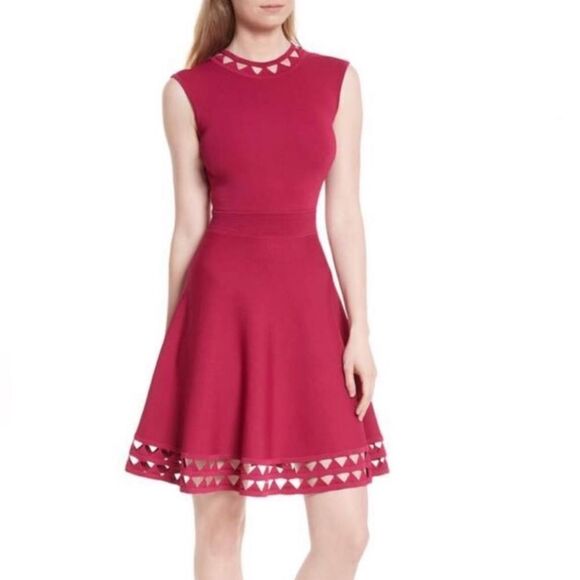Ted Baker Dresses & Skirts - Ted Baker Kathryn Cut-out Knit Fit-and-Flare Dress Size 4